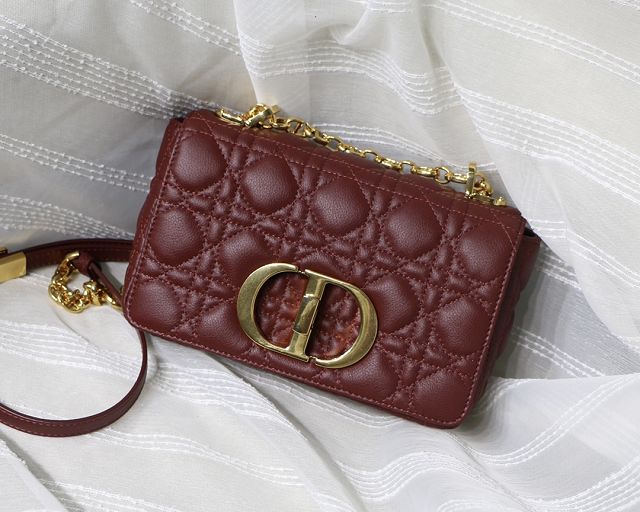 Dior original calfskin small caro bag M9241 wine red