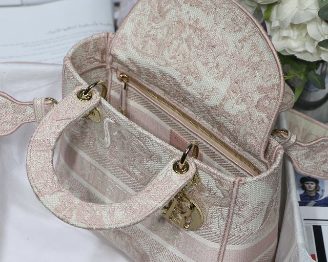 Dior original canvas medium lady bag M0565-5 light pink