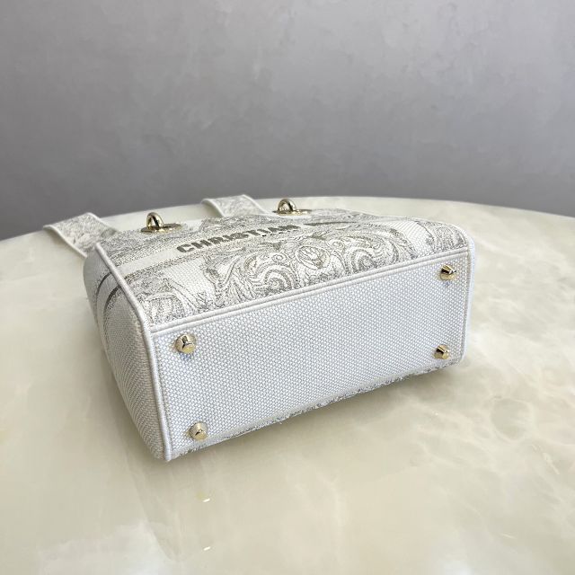 Dior original canvas medium lady bag M0565-5 white&grey