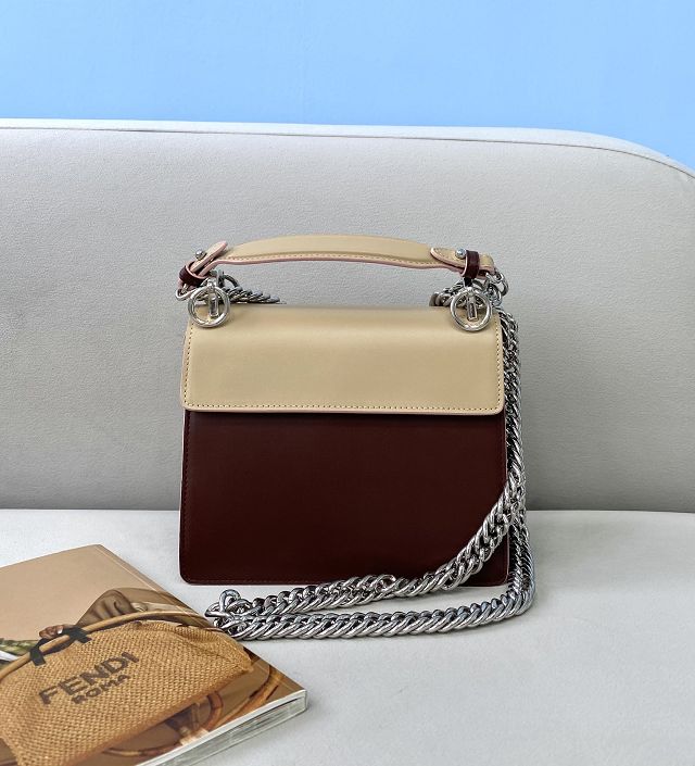 Fendi original calfskin mini kan U bag 8M0416-2 apricot&burgundy