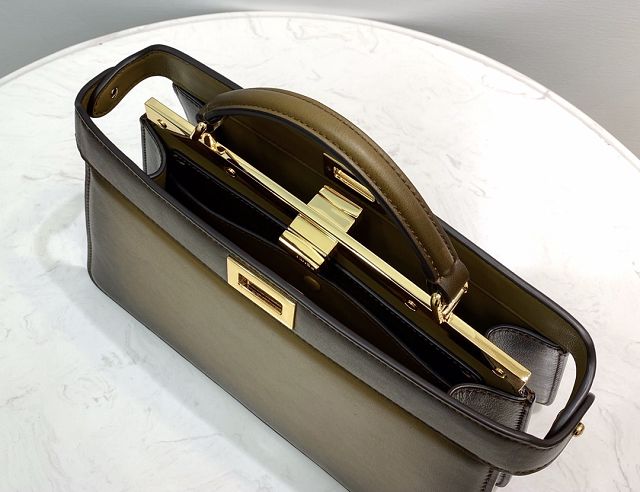 Fendi original calfskin small peekaboo ISeeU bag 8BN330 deep green