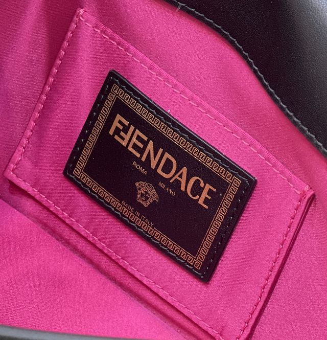 Fendi original calfskin brooch baguette bag 8BR801 black