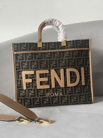 Fendi original fabric medium sunshine shopper bag 8BH386 coffee