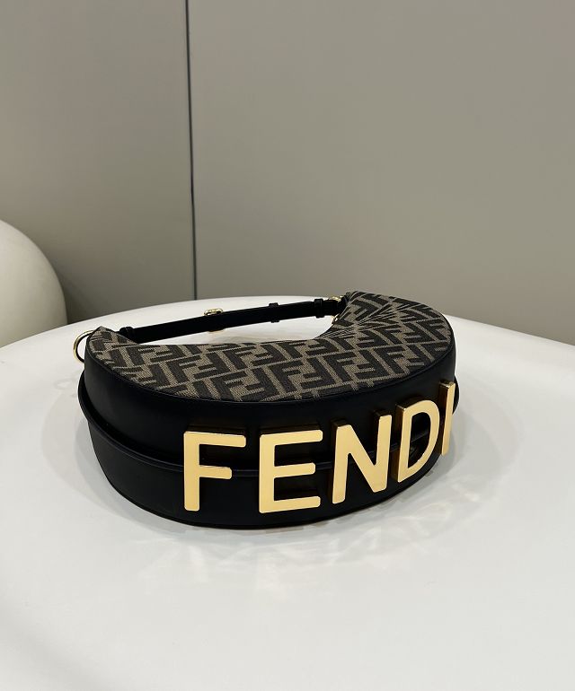 Fendi original fabric small fendigraphy bag 8BR798 black