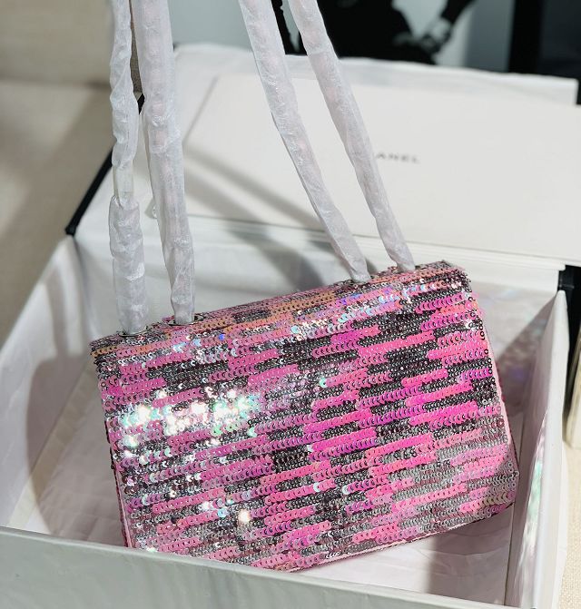 CC original sequins mini flap bag AS3523 pink