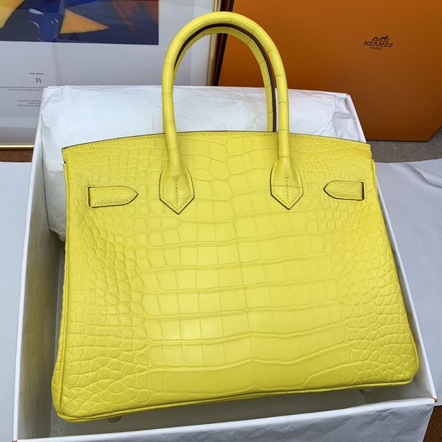Hermes genuine crocodile leather birkin bag BK350 mimosa