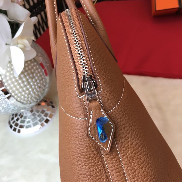 Hermes original togo leather small bolide 27 bag B027 brown