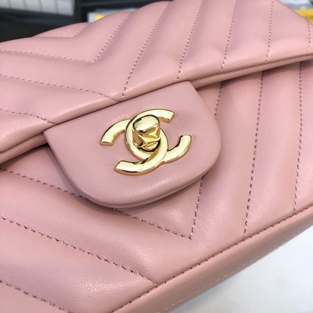 CC original lambskin leather mini flap bag A69900-4 light pink