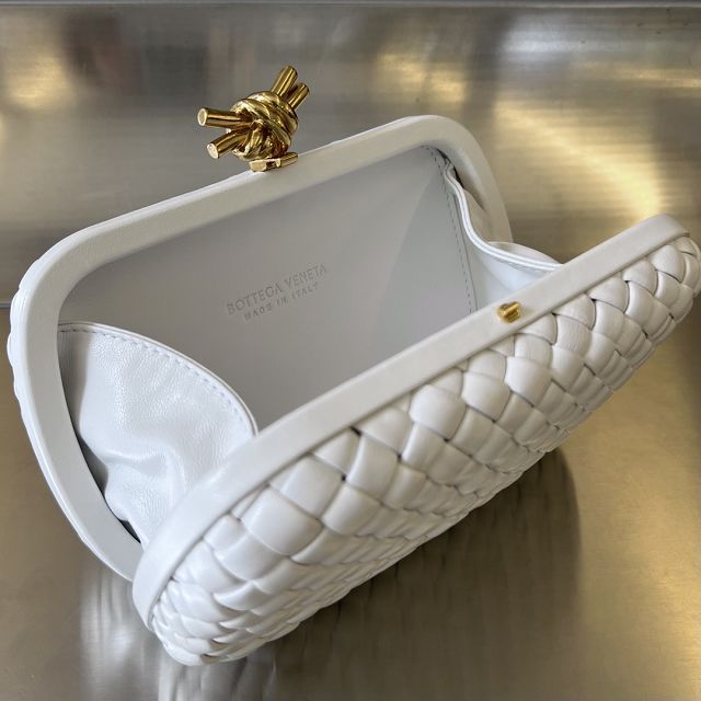 BV original lambskin knot pouch 717622 white