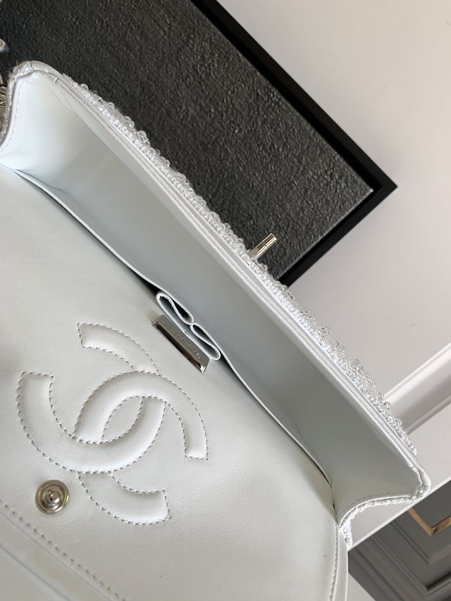 2023 CC original tweed medium flap bag A01112 white