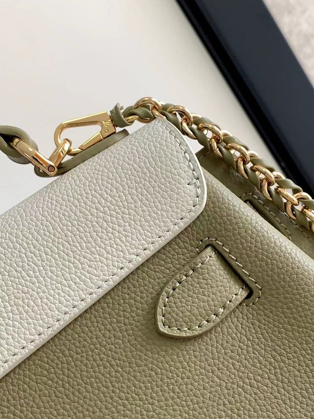 Louis vuitton original calfskin lockme ever mini M20997 khaki&white