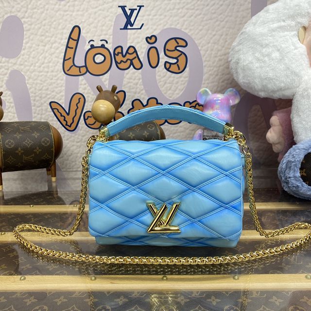 Louis vuitton original lambskin GO-14 medium handbag M24185 blue