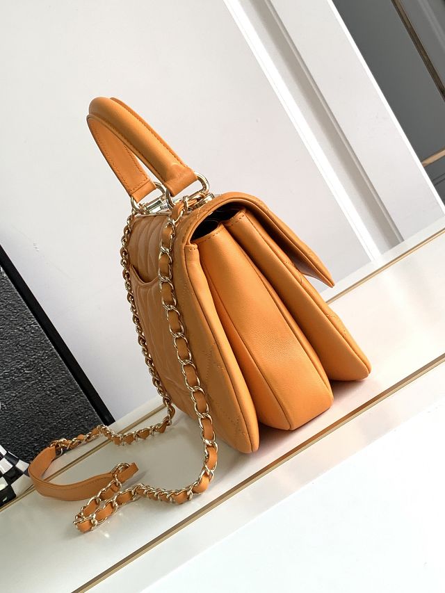 CC original lambskin top handle flap bag A92236 orange