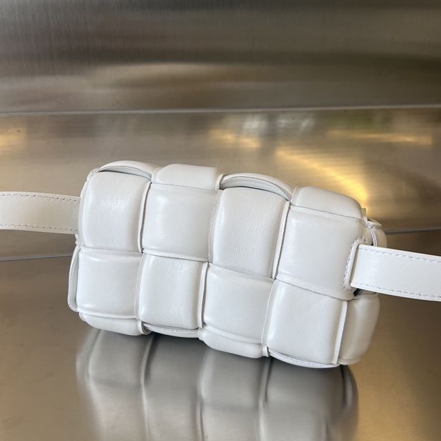 BV original lambskin mini cassette belt bag 710075 white