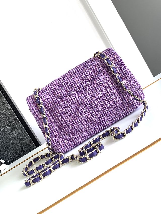 CC original tweed mini flap bag A69900 purple