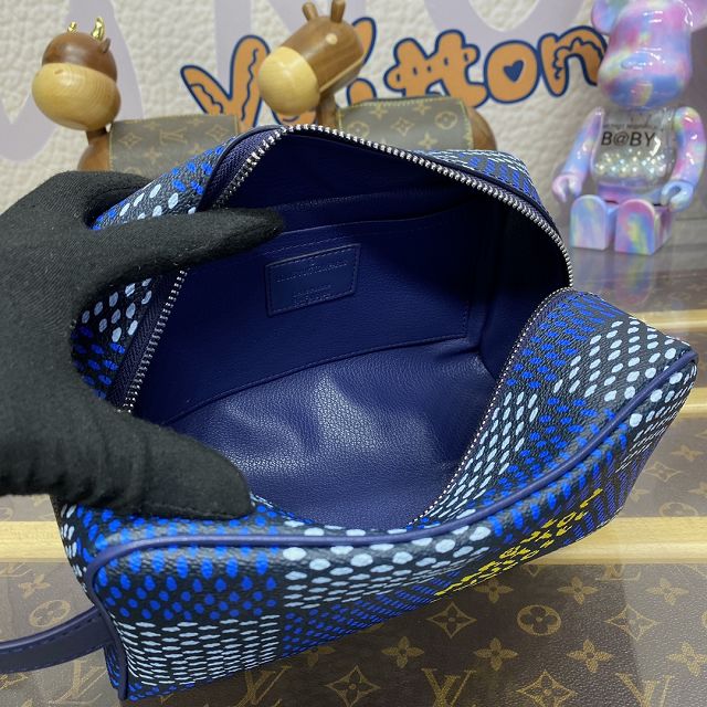 Louis vuitton original damier canvas locker dopp kit N40747 blue