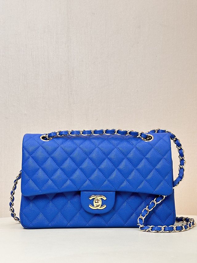 CC original grained calfskin small flap bag A01113 blue