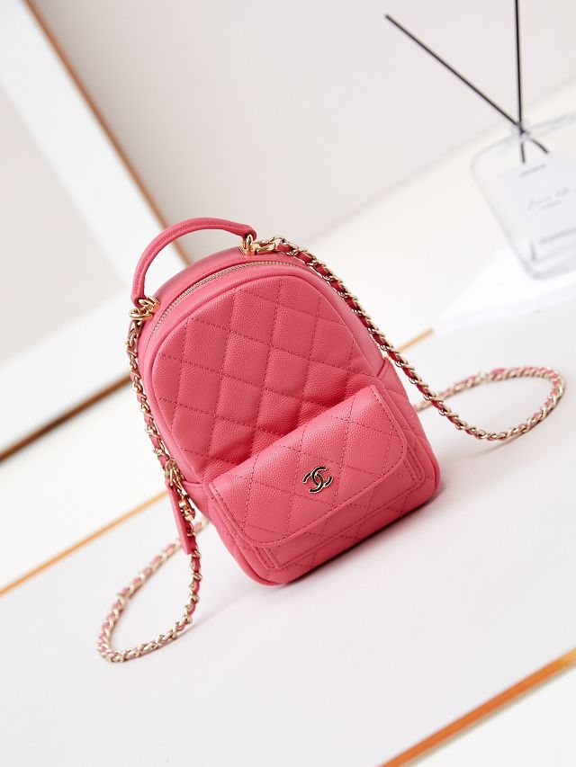 CC original grained calfskin mini backpack AP3753 rose red