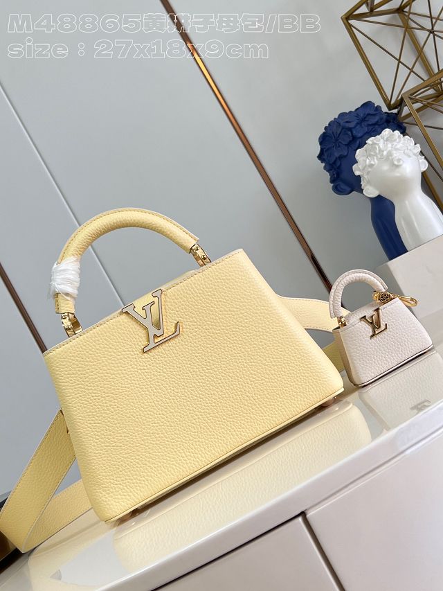 Louis vuitton original calfskin capucines BB handbag M24120 yellow