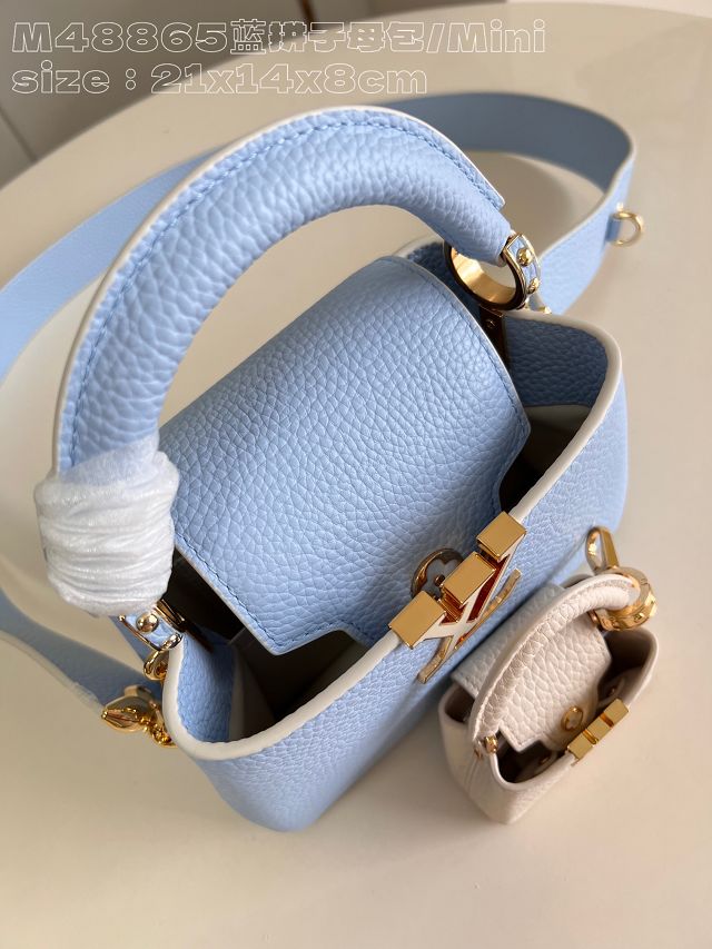Louis vuitton original calfskin capucines mini handbag M24563 blue