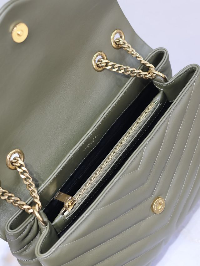 YSL original calfskin loulou medium bag 487216 dark green