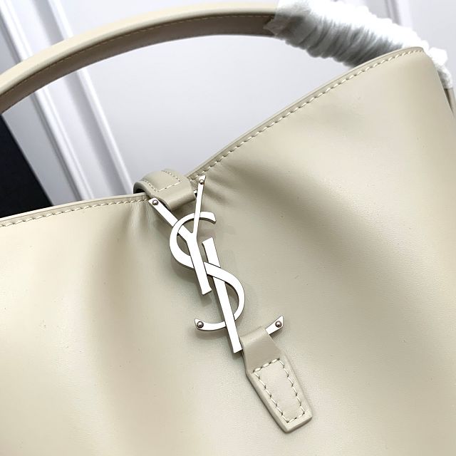 YSL original calfskin small le 37 bucket bag 749036 light grey