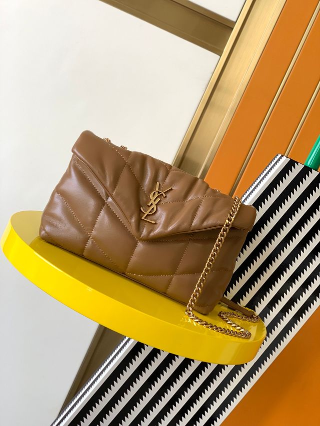 YSL original lambskin puffer mini bag 759337 brown