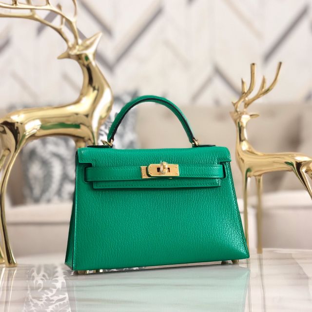 Hermes original chevre mini kelly 19 bag KG0019 vert vertigo