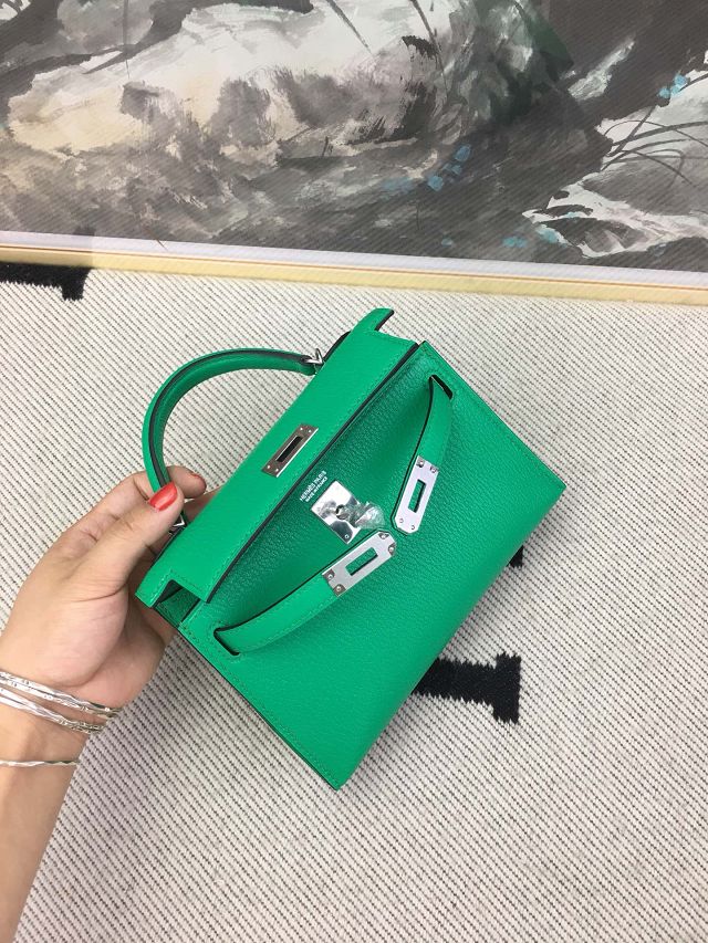 Hermes original chevre mini kelly 19 bag KG0019 bamboo
