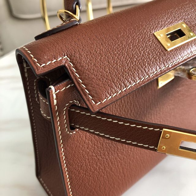Hermes original chevre mini kelly 19 bag KG0019 brown