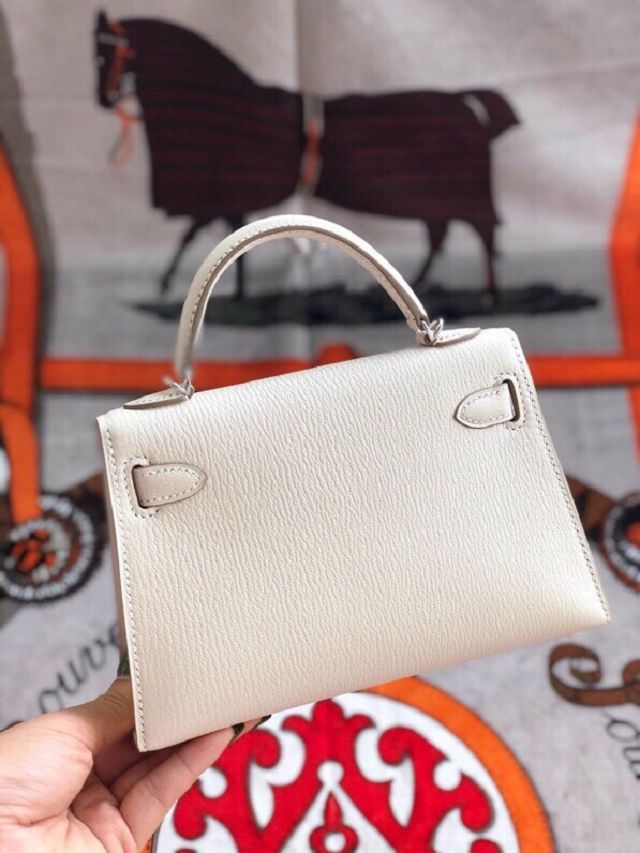 Hermes original chevre mini kelly 19 bag KG0019 craie