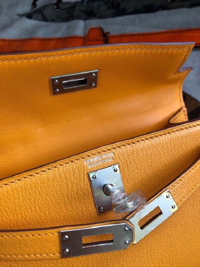 Hermes original chevre mini kelly 19 bag KG0019 jaune