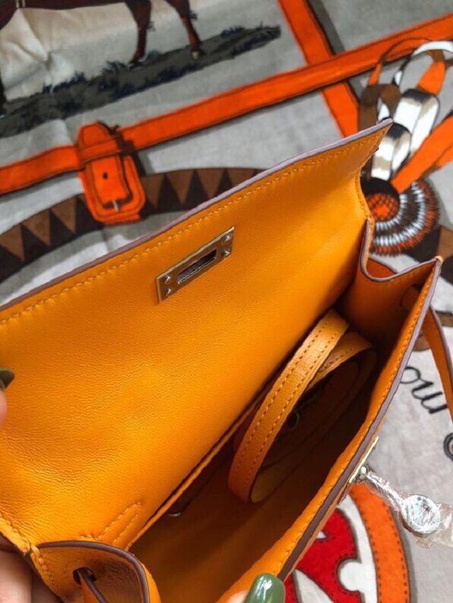 Hermes original chevre mini kelly 19 bag KG0019 jaune