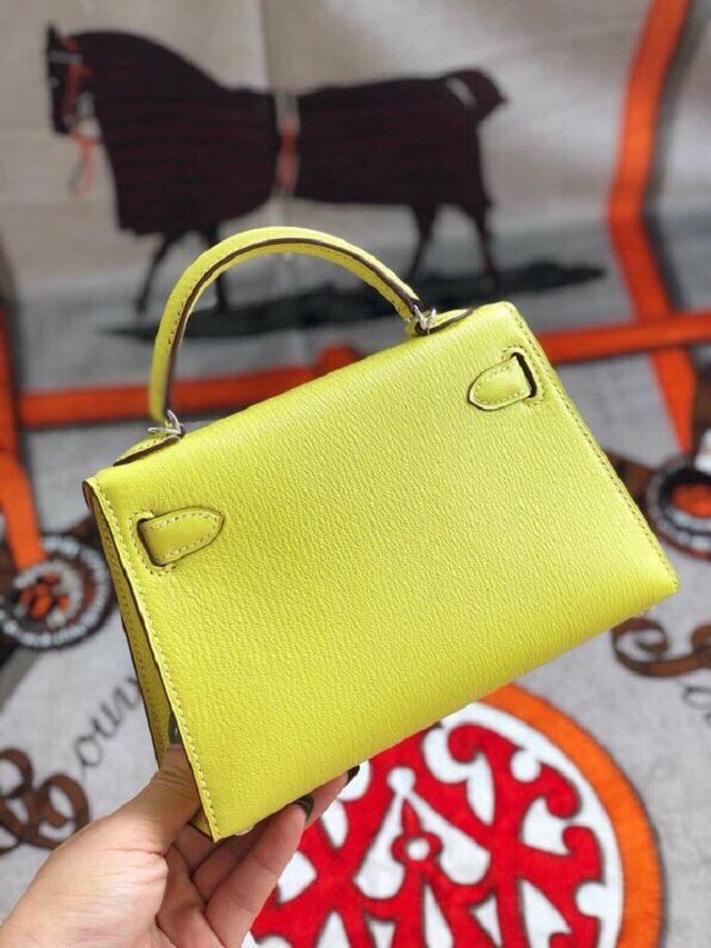Hermes original chevre mini kelly 19 bag KG0019 lemon yellow