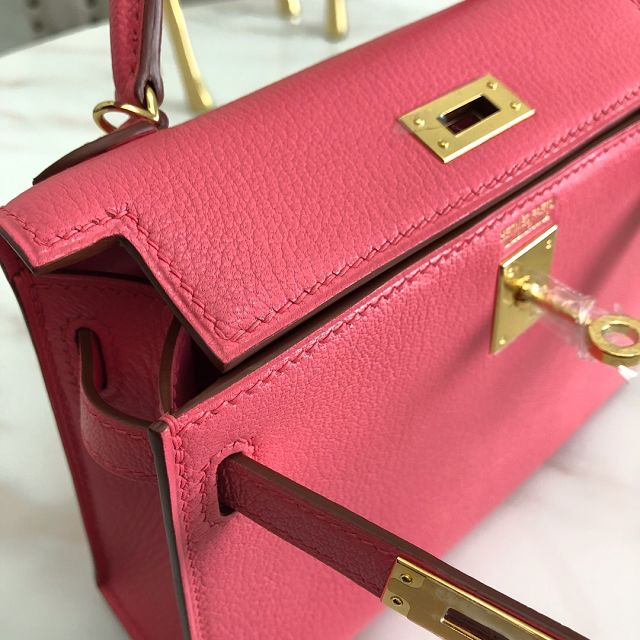 Hermes original chevre mini kelly 19 bag KG0019 rose lipstick
