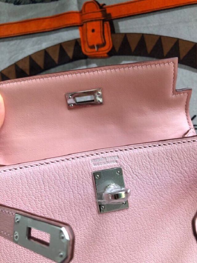 Hermes original chevre mini kelly 19 bag KG0019 rose sakura