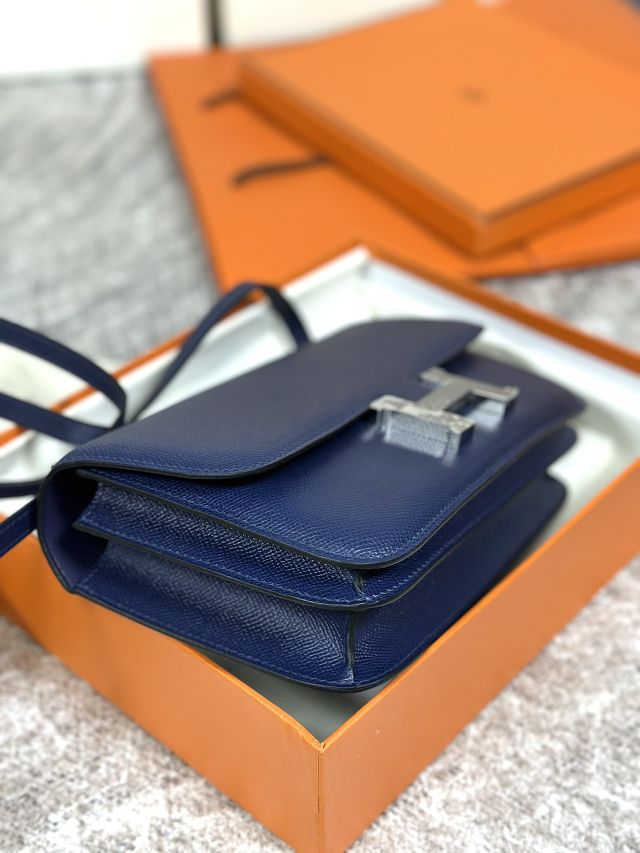 Hermes original epsom leather constance elan bag C026 blue sapphire