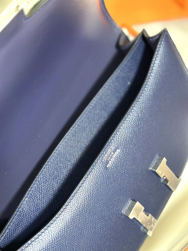 Hermes original epsom leather constance elan bag C026 blue sapphire