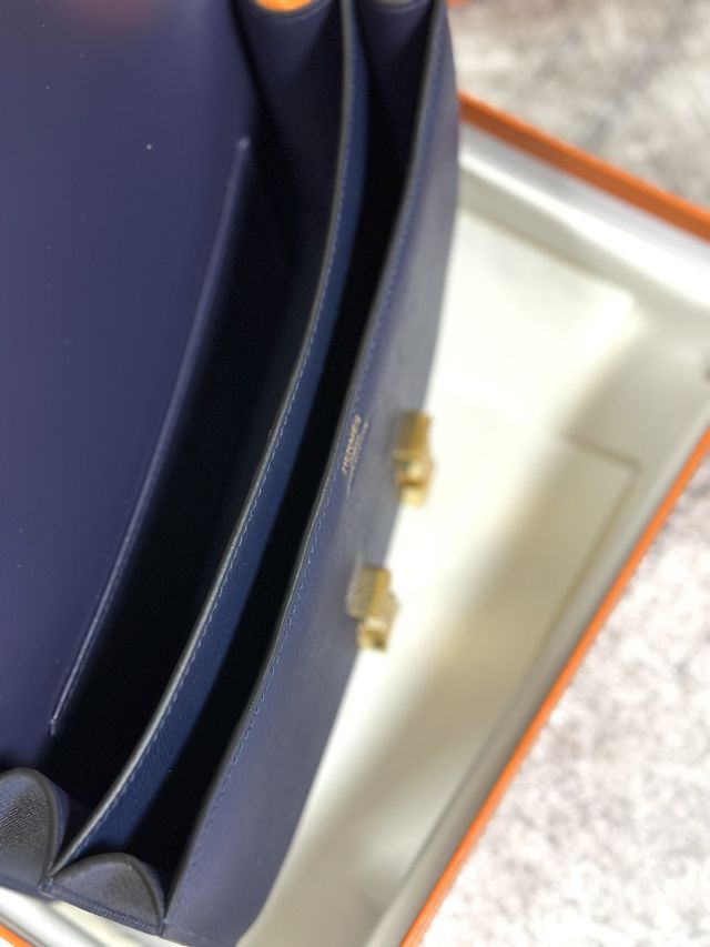 Hermes original epsom leather constance elan bag C026 blue sapphire