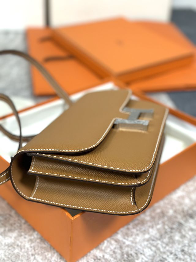 Hermes original epsom leather constance elan bag C026 gold brown