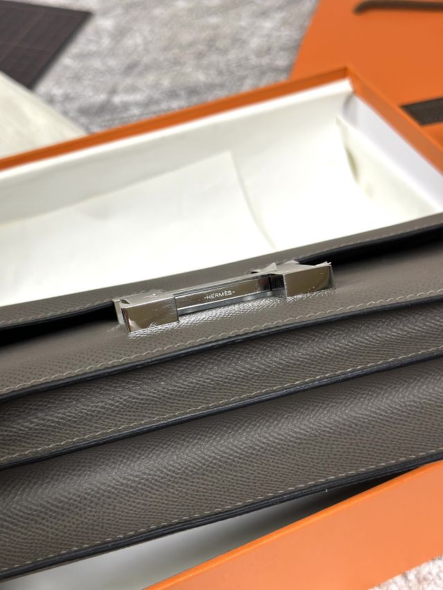 Hermes original epsom leather constance elan bag C026 grey etain