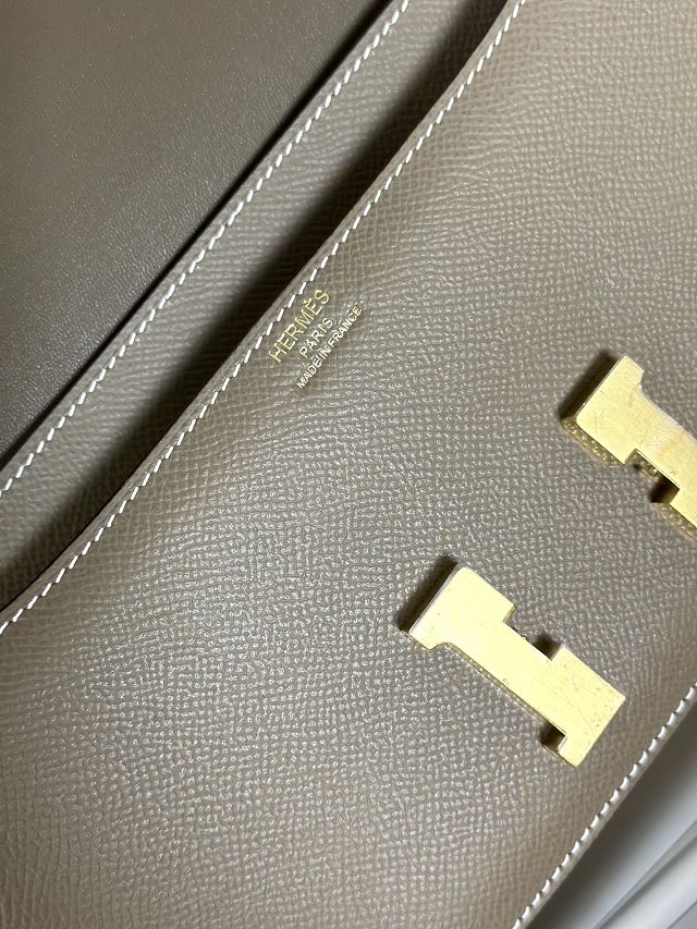 Hermes original epsom leather constance elan bag C026 grey etoupe