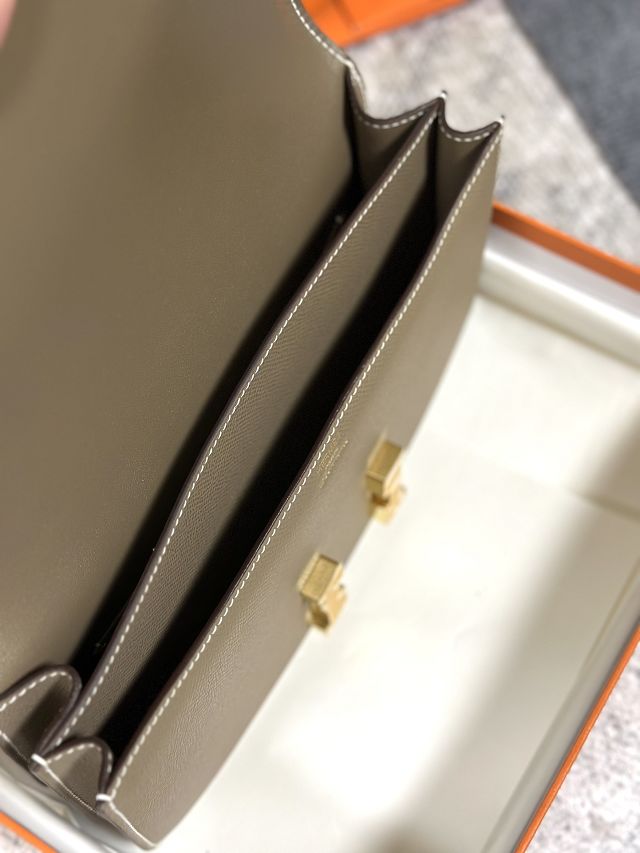 Hermes original epsom leather constance elan bag C026 grey etoupe