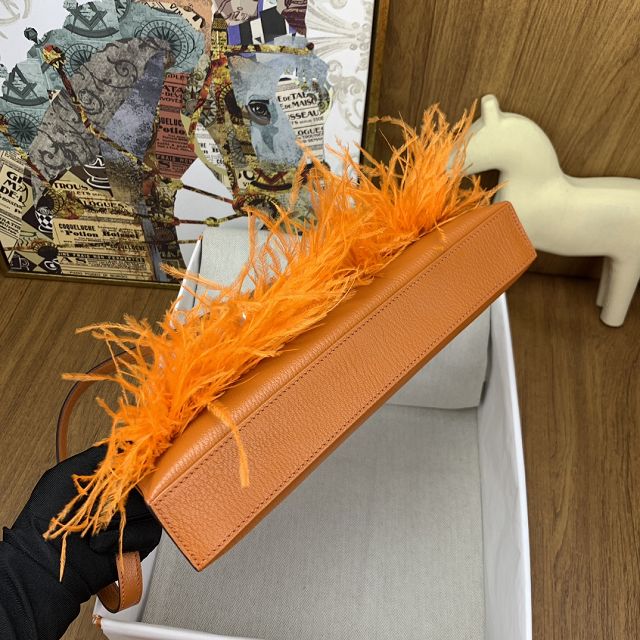 Hermes original chamkila leather kelly elan KE0028-2 orange