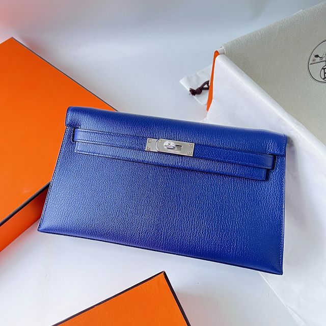 Hermes original chevre leather kelly elan KE0028-5 blue electrique