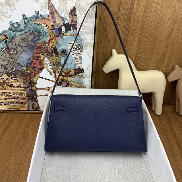 Hermes original chevre leather kelly elan KE0028-5 blue sapphire