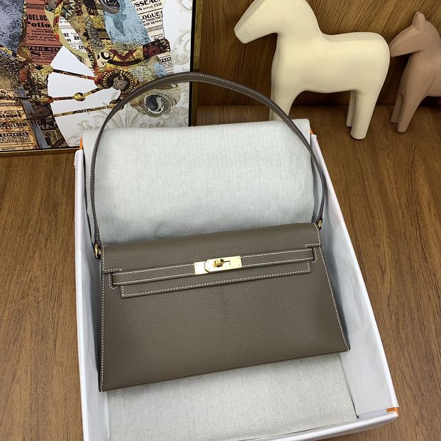 Hermes original chevre leather kelly elan KE0028-5 grey etoupe