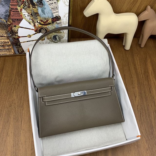 Hermes original chevre leather kelly elan KE0028-5 grey etoupe