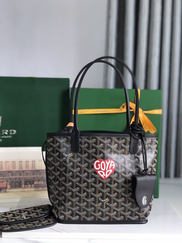 Goyard original calfskin&canvas reversible anjou mini bag GY0086-2 black