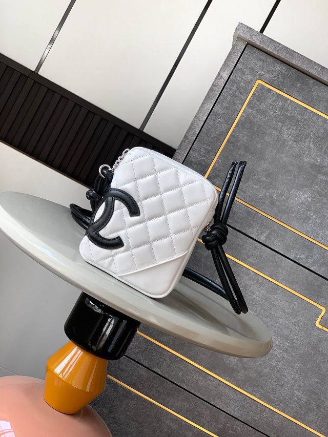 CC original lambskin mini camera bag AS6325 white